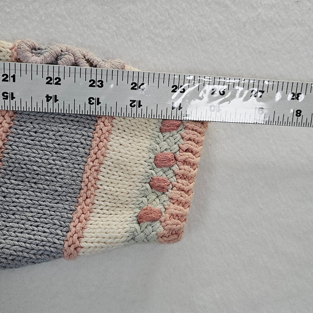 Cullinane Knitted by Hand Floral Cottagecore Ramie Cotton Sweater Sm. Pink Cream - Picture 10 of 11